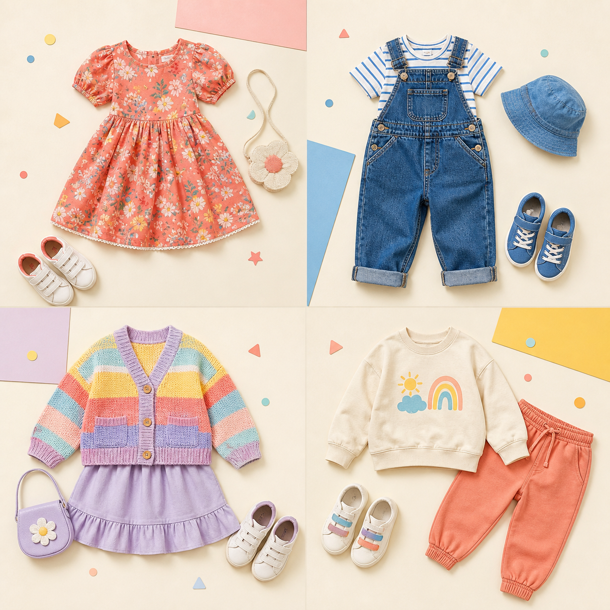 A colorful collection of children’s boutique outfits
