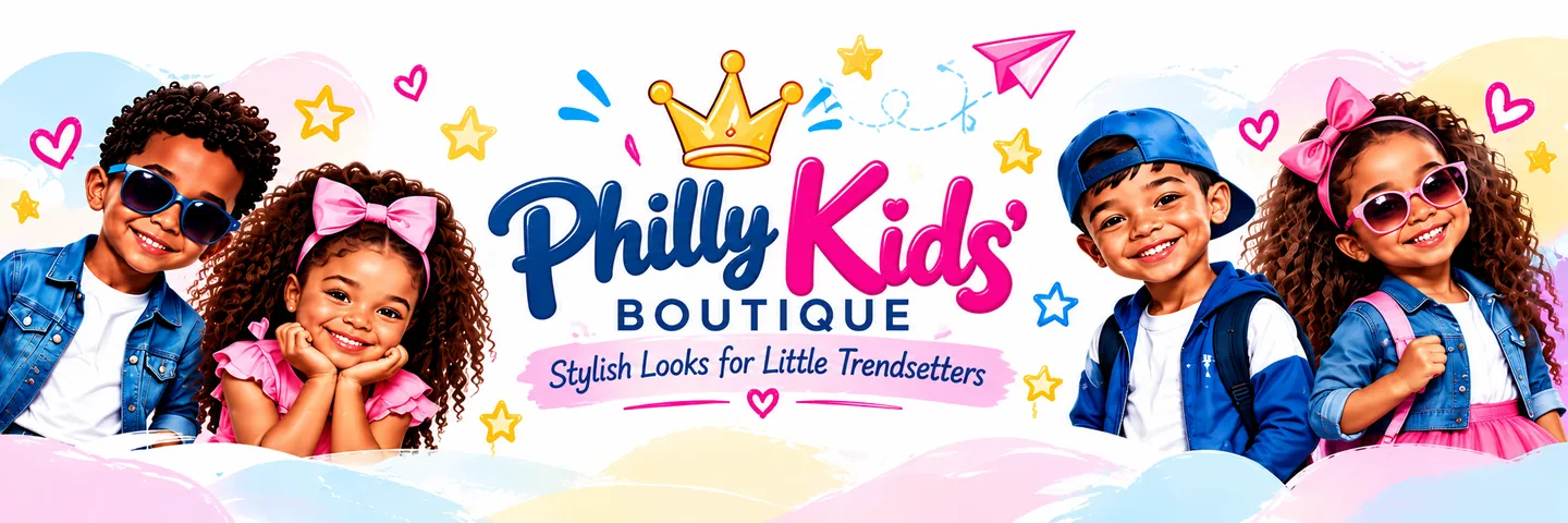 Philly Kids Boutique - Stylish looks for little trendsetters, with four children in colorful outfits.